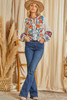 SAVANNA JANE IVORY LONG SLEEVE FLOWER - LADIES SHIRT  - T12165-1 IVORY