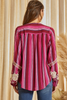 SAVANNA JANE MAGENTA BALLOON SLEEVE - LADIES SHIRT  - T12495-MAGENTA BEIGE