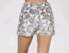 MISS ME SILVER GREY SEQUIN 3" INSEAM - LADIES SHORT   - MP0180S