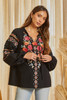 SAVANNA JANE BLACK EMBROIDERY BELL SLEEVE - LADIES SHIRT  - T12741-1BLK