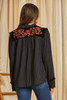 SAVANNA JANE BLACK STRIPE FLORAL EMBROIDERY - LADIES SHIRT  - T12326-1 BLK