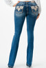 GRACE IN LA 430 AZTEC EMBROIDERED BOOTCUT - LADIES JEANS  - EB51851