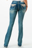 GRACE IN LA 430 AZTEC FAUX FLAP - LADIES JEANS  - EB51831