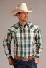 STETSON OLIVE OMBRE PLAID LONG SLEEVE - MENS SHIRT  - 11-001-0478-0191GR