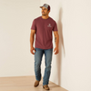 ARIAT QUADRANT BURGUNDY HEATHER - MENS TEE  - 10051451