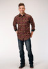 ROPER RED AZTEC HORIZONTAL STRIPE - MENS SHIRT  - 03-001-0067-0100RE