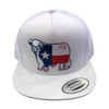 LAZY J ICY WHITE TEXAS FLAG BULL - HATS CAP  - WHITE4TEX