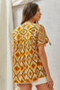 SAVANNA JANE OLIVE MARIGOLD AZTEC PRINT - LADIES SHIRT  - T10149-8