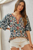 SAVANNA JANE CHARCOAL PRINTED EMBROIDERY - LADIES SHIRT  - T10020-3