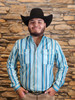 FERREL TEAL TURQUOISE STRIPED - MENS SHIRT  - FPL1002314