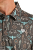 ROCK & ROLL CHARCOAL WESTERN PRINT POLO - MENS POLO  - BM51T03486