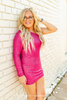 LUCKY & BLESSED HOT PINK SEQUIN DRESS - LADIES DRE   - DR087-PK