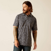 ARIAT RETRO POLO EBONY GREY PRINT - MENS POLO  - 10048531