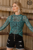 STERLING KREEK TURQUIOSE TOOLED MESH - LADIES SHIRT  - TOOLED IN TURQUOISE TOP