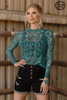 STERLING KREEK TURQUIOSE TOOLED MESH - LADIES SHIRT  - TOOLED IN TURQUOISE TOP