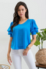 BLU PEPPER V NECK TURQUOISE - LADIES SHIRT  - TB8511-TURQ