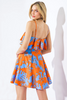 ORANGE BLUE LEAF PRINT DRESS - LADIES DRE   - ID21197