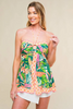 GREEN TROPICAL PRINT HALTER - LADIES SHIRT  - IT13125
