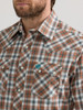 WRANGLER RETRO CORE BROWN & TEAL PLAID - MENS SHIRT  - 112351481
