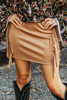 LUCKY & BLESSED CAMEL DOUBLE SIDE FRINGE - SKIRT SKIRT  - SK080-CAMEL