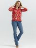 WRANGLER SOUTHWESTERN SNAP FLEECE RED - LADIES SWEATSHIRT  - 112352998