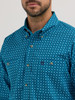 WRANGLER GEORGE STRAIT TEAL GEO PRINT - MENS SHIRT  - 112356638