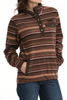 CINCH SNAP STRIPE FLEECE BROWN - LADIES SWEATSHIRT  - MAK9819009