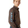 ARIAT TEAM LOGO OAK BROWN LIGHT BLUE - KIDS BOYS SHIRT - 10054069
