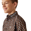 ARIAT TEAM LOGO OAK BROWN LIGHT BLUE - KIDS BOYS SHIRT - 10054069