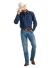 WRANGLER DARK DENIM SNAP - MENS SHIRT  - 112361700