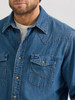WRANGLER MID WASH DENIM SNAP - MENS SHIRT  - 112361701