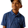 ARIAT ALL OVER PRINT POLO BLUE DEPTH - KIDS BOYS POLO - 10055423