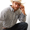 ARIAT WINKLE FREE FORTUNE GREY PRINT - MENS SHIRT  - 10043702