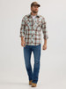 WRANGLER RETRO MODERN FIT BROWN PLAID - MENS SHIRT  - 112365896