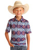 ROCK & ROLL AZTEC PRINTED POLO BLUE - KIDS BOYS POLO - BB51T06009