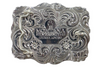 MONTANA SILVERSMITHS TWO TONE STEER HEAD FEATHERS - ACC BUCKLE  - 35410YG-447M