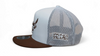 LOST CALF 3D LOGO WHITE BROWN COW PRINT - HATS CAP  - COWHIDE WHITE FLAT