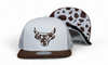 LOST CALF 3D LOGO WHITE BROWN COW PRINT - HATS CAP  - COWHIDE WHITE FLAT