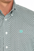 CINCH WHITE/TEAL GEOMETRIC PRINT - MENS SHIRT  - MTW1105932