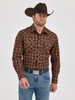 WRANGLER RETRO MODERN FIT BROWN PLAID - MENS SHIRT  - 112368075