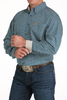 CINCH TEAL GEOMETRIC PRINT - MENS SHIRT  - MTW1105966