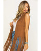 CAMEL FRINGE SUEDE WHIP VEST - LADIES VESTS  - FRNG-VST2-CML