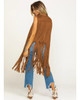 CAMEL FRINGE SUEDE WHIP VEST - LADIES VESTS  - FRNG-VST2-CML
