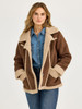 WRANGLER BROWN SHERPA LINED BARN COAT - LADIES JACKET  - 112367385