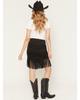 BLACK CONCHO FRINGE SKIRT - LADIES SKIRT   - FRN-CNC-BLK