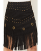 BLACK CONCHO FRINGE SKIRT - LADIES SKIRT   - FRN-CNC-BLK