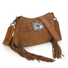 WRANGLER FRINGE BROWN BUCKLE HOBO - LADIES PURSES  - WG241-2022BR