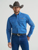 WRANGLER LOGO SNAP CERULEAN HATCH BLUE - MENS SHIRT  - 112369443