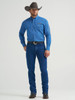 WRANGLER LOGO SNAP CERULEAN HATCH BLUE - MENS SHIRT  - 112369443