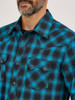 WRANGLER RETRO SAWTOOTH COAL BLUE PLAID - MENS SHIRT  - 112369565
